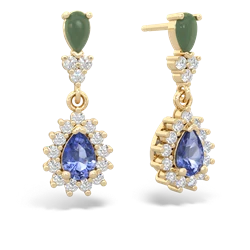 Jade Halo Pear Dangle 14K Yellow Gold earrings E1882