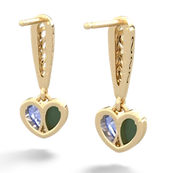 Jade Filligree Heart 14K Yellow Gold earrings E5070