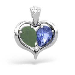 Jade Two Become One 14K White Gold pendant P5330