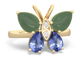 Jade Butterfly 14K Yellow Gold ring R2215