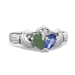 Jade 'Our Heart' Claddagh 14K White Gold ring R2388