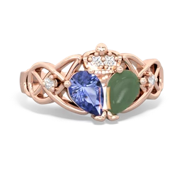 Jade 'One Heart' Celtic Knot Claddagh 14K Rose Gold ring R5322