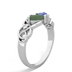 Jade 'One Heart' Celtic Knot Claddagh 14K White Gold ring R5322