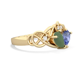 Jade 'One Heart' Celtic Knot Claddagh 14K Yellow Gold ring R5322