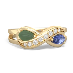 Jade Diamond Infinity 14K Yellow Gold ring R5390