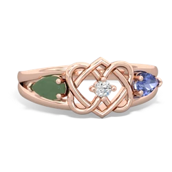 Jade Hearts Intertwined 14K Rose Gold ring R5880