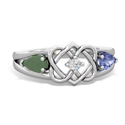 Jade Hearts Intertwined 14K White Gold ring R5880