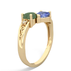 Jade Snuggling Hearts 14K Yellow Gold ring R2178