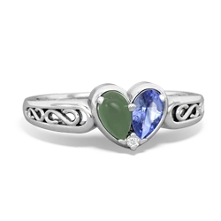 Jade Filligree 'One Heart' 14K White Gold ring R5070