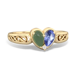 Jade Filligree 'One Heart' 14K Yellow Gold ring R5070