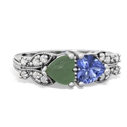 Jade Diamond Butterflies 14K White Gold ring R5601