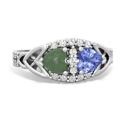 Jade Sparkling Celtic Knot 14K White Gold ring R2645