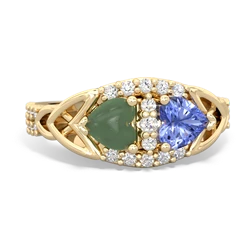 Jade Sparkling Celtic Knot 14K Yellow Gold ring R2645