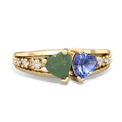 Jade Heart To Heart 14K Yellow Gold ring R3342