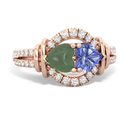 Jade Art-Deco Keepsake 14K Rose Gold ring R5630