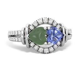 Jade Art-Deco Keepsake 14K White Gold ring R5630