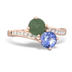 Jade Channel Set Two Stone 14K Rose Gold ring R5303