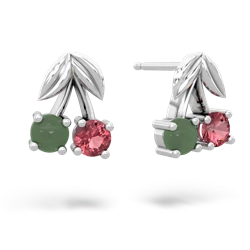 Jade Sweet Cherries 14K White Gold earrings E7001