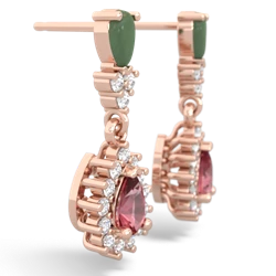 Jade Halo Pear Dangle 14K Rose Gold earrings E1882