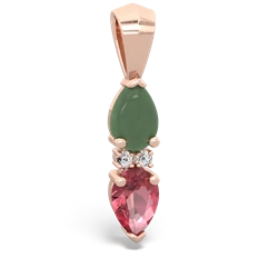 Jade Bowtie Drop 14K Rose Gold pendant P0865