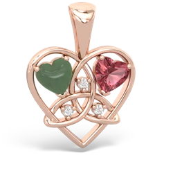 Jade Celtic Trinity Heart 14K Rose Gold pendant P5331