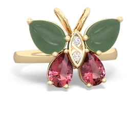 Jade Butterfly 14K Yellow Gold ring R2215