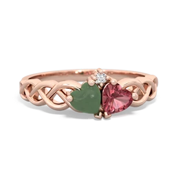 Jade Heart To Heart Braid 14K Rose Gold ring R5870