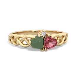 Jade Heart To Heart Braid 14K Yellow Gold ring R5870