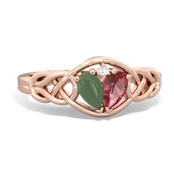 Jade Celtic Love Knot 14K Rose Gold ring R5420