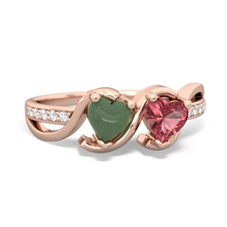 Jade Side By Side 14K Rose Gold ring R3090