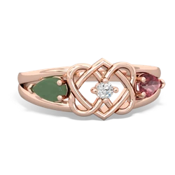 Jade Hearts Intertwined 14K Rose Gold ring R5880