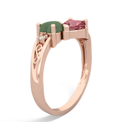 Jade Snuggling Hearts 14K Rose Gold ring R2178