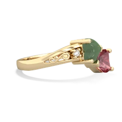 Jade Snuggling Hearts 14K Yellow Gold ring R2178