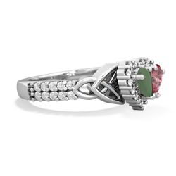 Jade Celtic Knot Two Hearts As One 14K White Gold ring R2644HRT