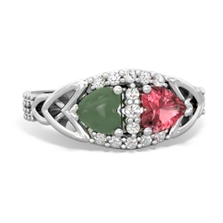 Jade Sparkling Celtic Knot 14K White Gold ring R2645