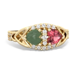 Jade Sparkling Celtic Knot 14K Yellow Gold ring R2645