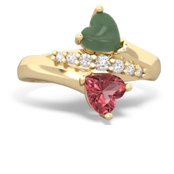 Jade Heart To Heart 14K Yellow Gold ring R2064