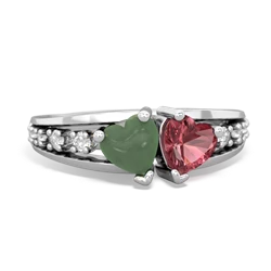 Jade Heart To Heart 14K White Gold ring R3342