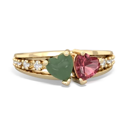 Jade Heart To Heart 14K Yellow Gold ring R3342