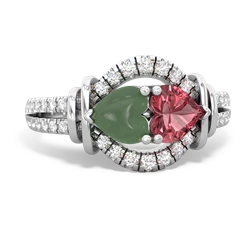 Jade Art-Deco Keepsake 14K White Gold ring R5630