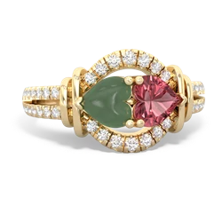 Jade Art-Deco Keepsake 14K Yellow Gold ring R5630