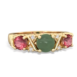 Jade Hugs And Kisses 14K Yellow Gold ring R5016