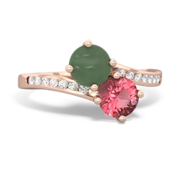 Jade Channel Set Two Stone 14K Rose Gold ring R5303