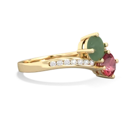 Jade Channel Set Two Stone 14K Yellow Gold ring R5303