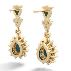 Jade Halo Pear Dangle 14K Yellow Gold earrings E1882