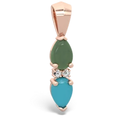 Jade Bowtie Drop 14K Rose Gold pendant P0865