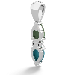 Jade Bowtie Drop 14K White Gold pendant P0865