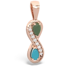 Jade Diamond Infinity 14K Rose Gold pendant P5390