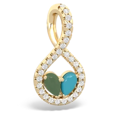 Jade Pave Twist 'One Heart' 14K Yellow Gold pendant P5360