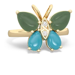 Jade Butterfly 14K Yellow Gold ring R2215